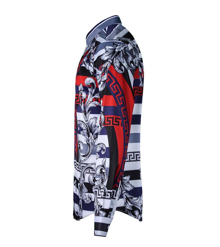 Vintage VE Medusa Retro Floral Long sleeve Shirt White - Obeezi