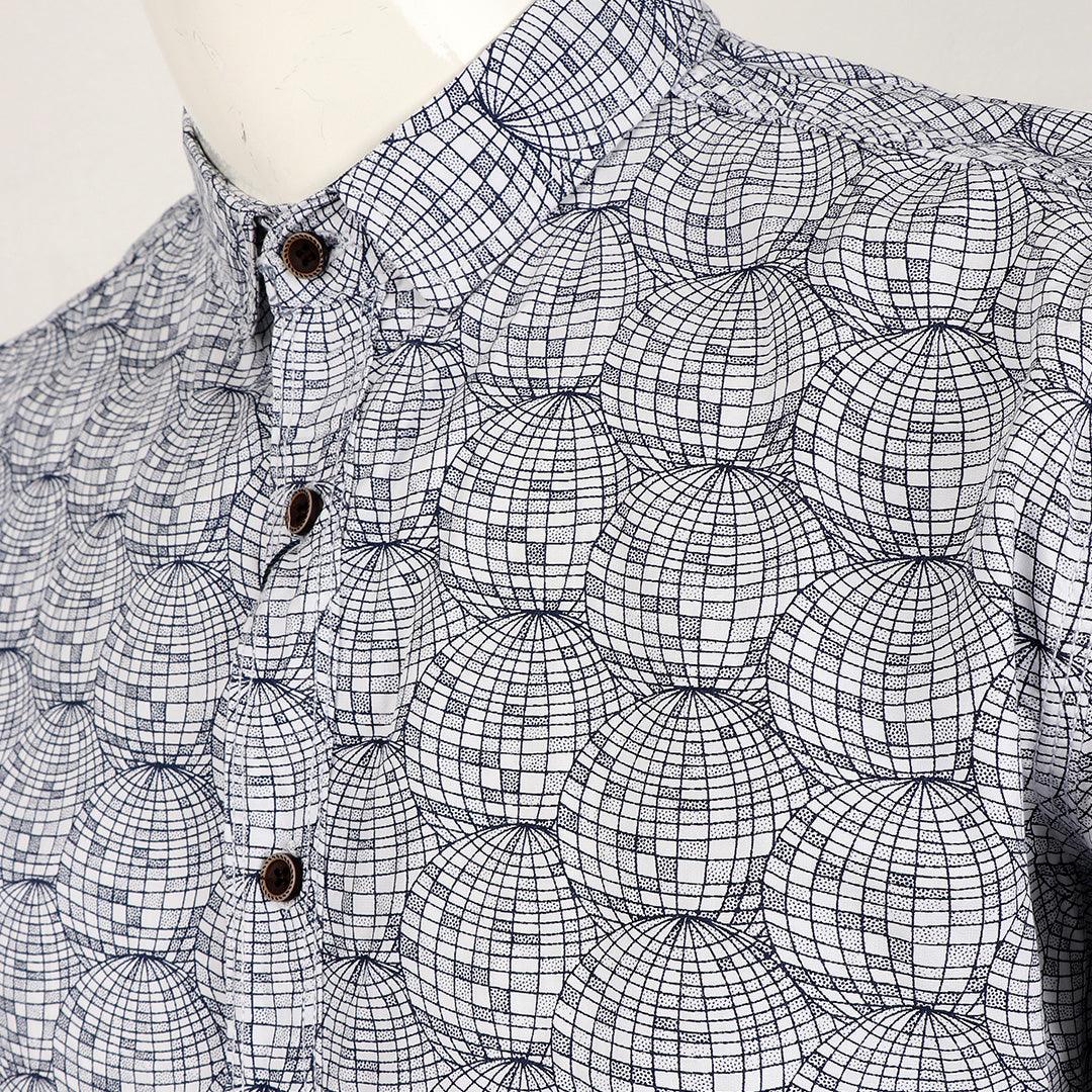 Vintage White Floral Print long Sleeve Shirt - Obeezi