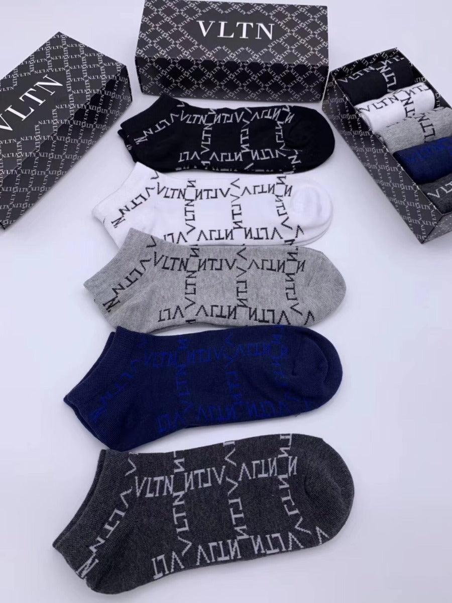 VLTN 5 in 1 Blacklblue Ash Grey and White Socks - Obeezi.com