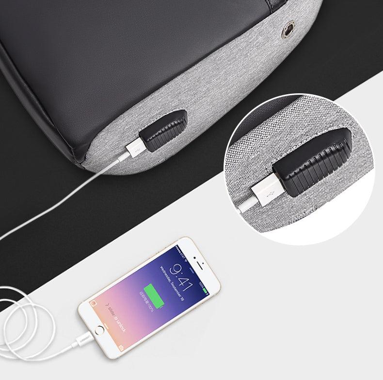 Waterproof Crossbody Bag with USB- Purple - Obeezi.com