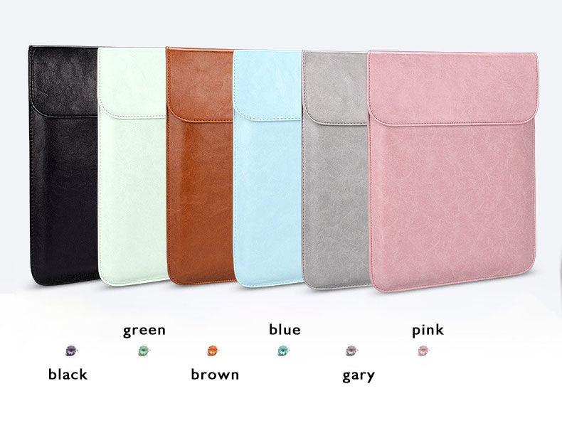 Waterproof Custom PU Leather Slim laptop Bag Sleeve-Brown - Obeezi.com