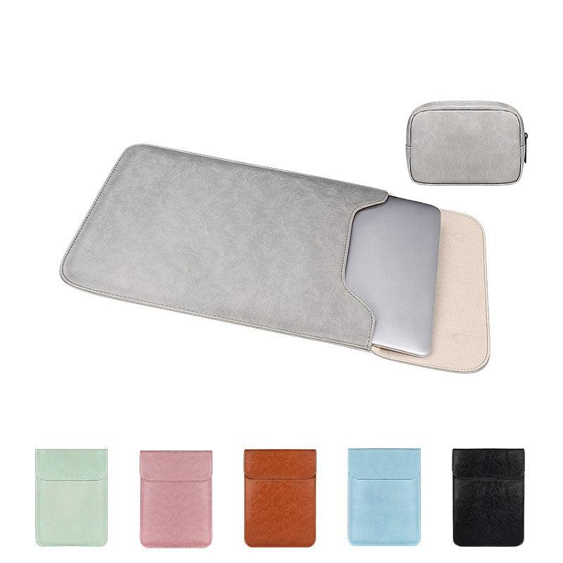 Waterproof Custom PU Leather Slim laptop Bag Sleeve-Brown - Obeezi.com