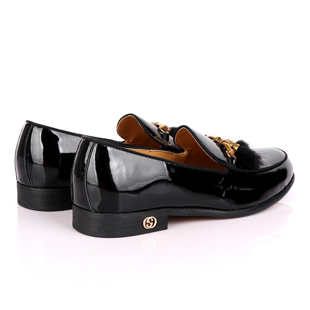 Wetlips Tassels Gold Chain Classic Black Shoe - Obeezi