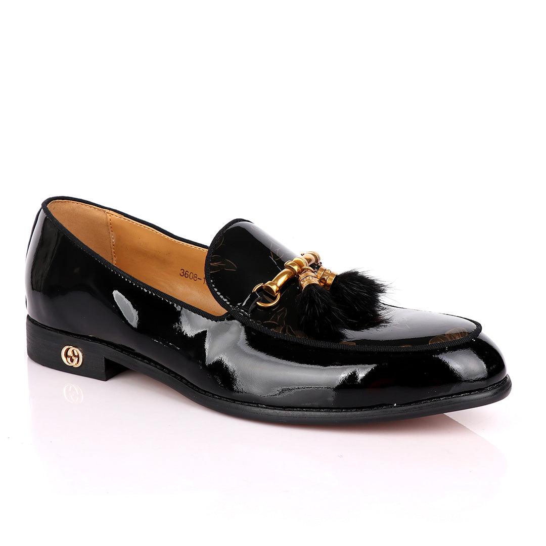 Wetlips Tassels Gold Chain Classic Black Shoe - Obeezi