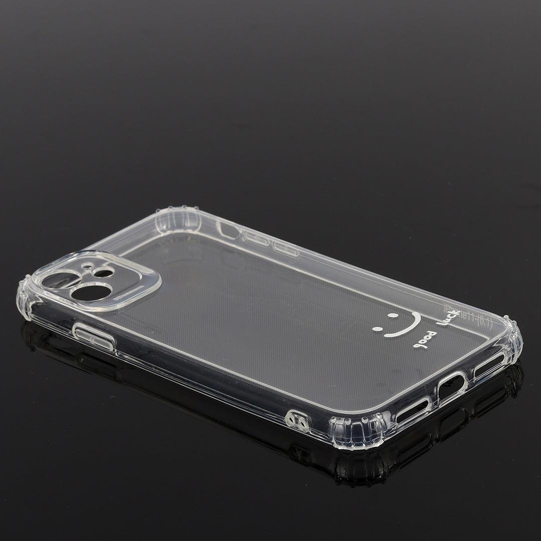 White Cute Cartoon Smile 0.2 Transparent iPhone Case - Obeezi.com