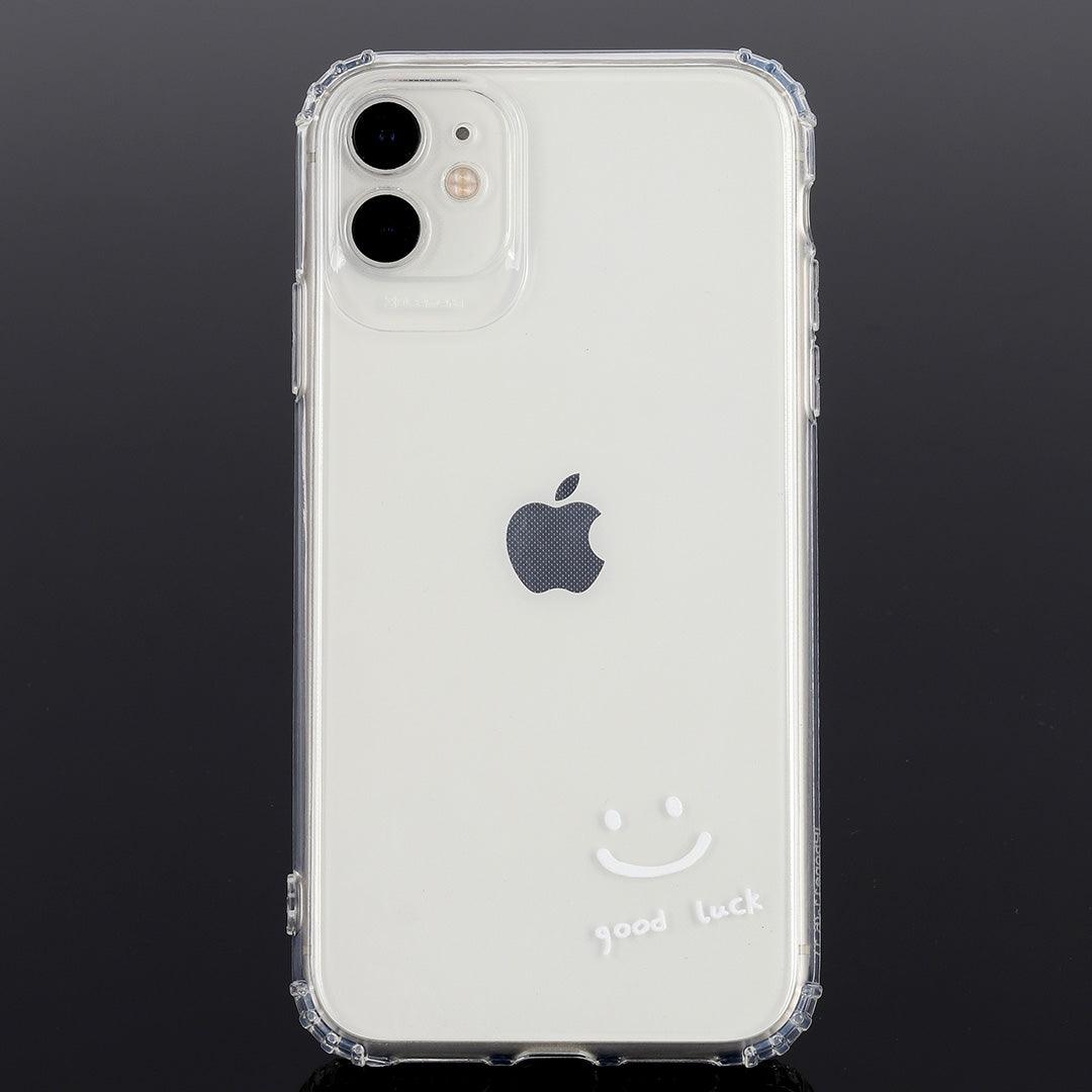White Cute Cartoon Smile 0.2 Transparent iPhone Case - Obeezi.com