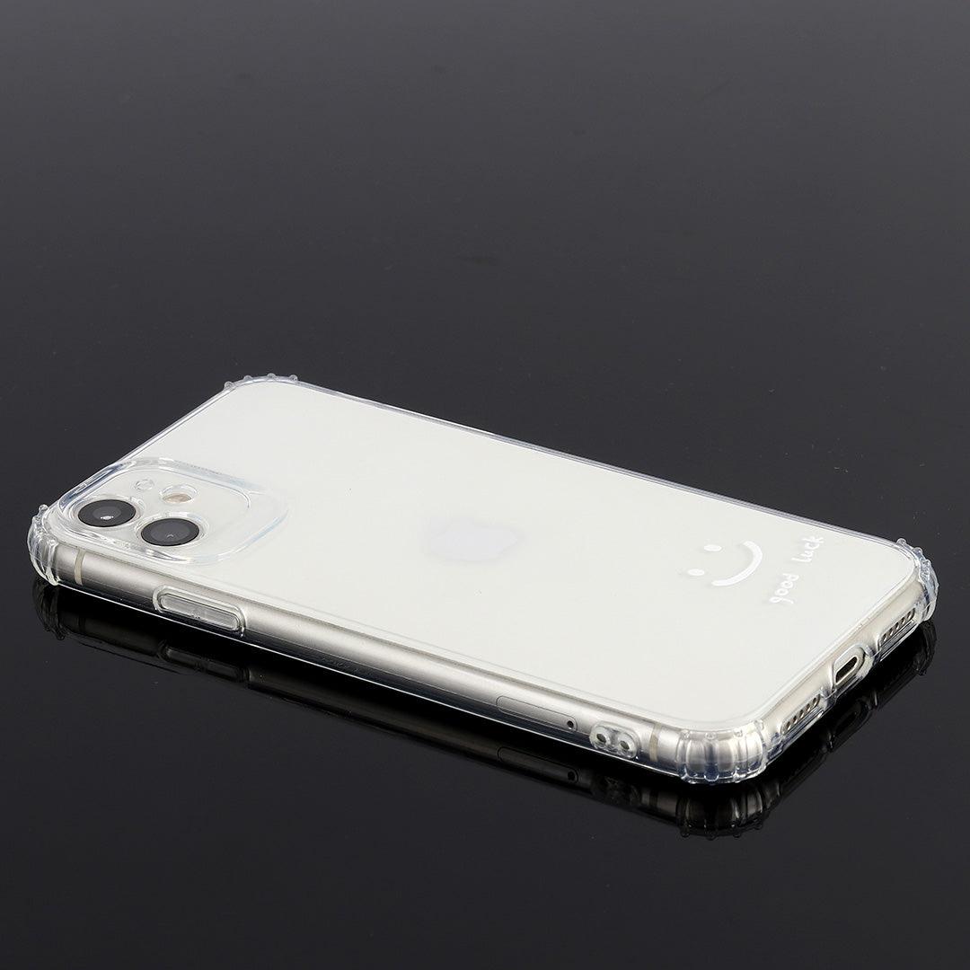 White Cute Cartoon Smile 0.2 Transparent iPhone Case - Obeezi.com
