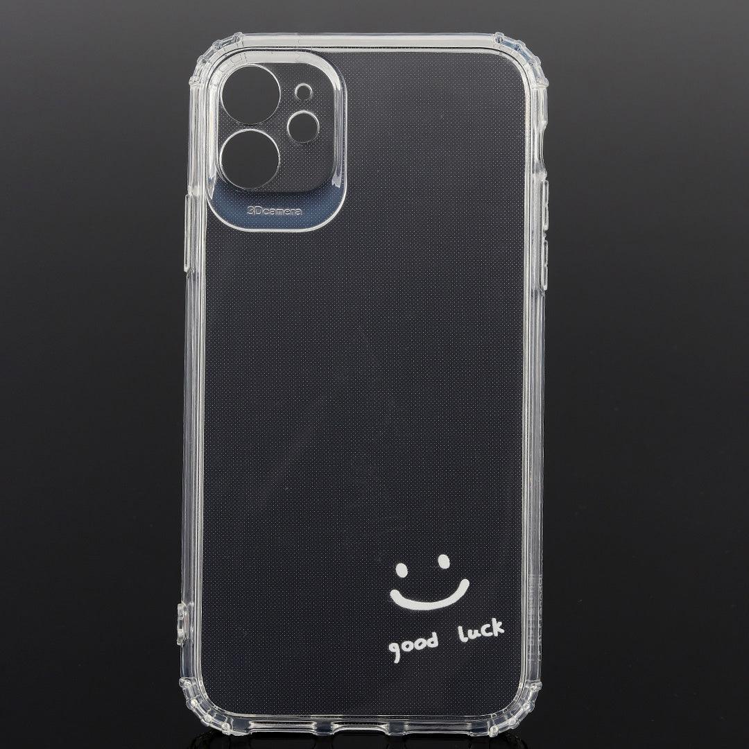 White Cute Cartoon Smile 0.2 Transparent iPhone Case - Obeezi.com