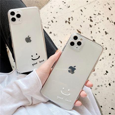 White Cute Cartoon Smile Transparent iPhone Case - Obeezi.com