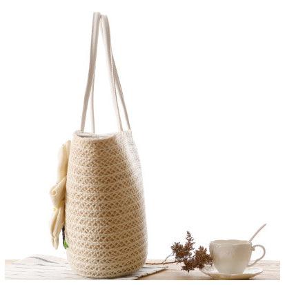 Women's Fashionable Woven Styled Exotic Biege HandBag - Obeezi.com