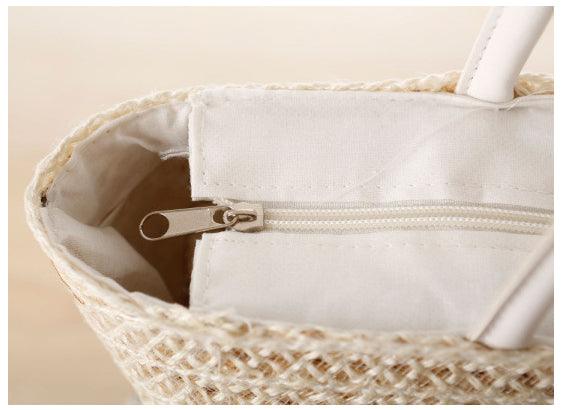 Women's Fashionable Woven Styled Exotic Biege HandBag - Obeezi.com