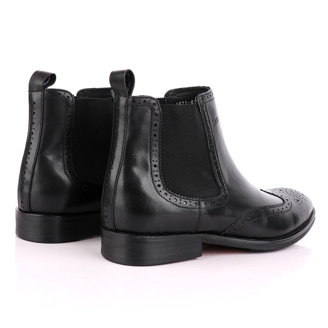 Zara High tops Brogues Crested Black Boot - Obeezi