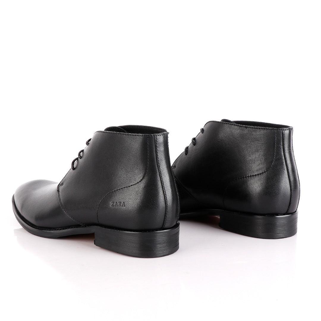 Zara High tops Brogues Lace up Black Leather Chelsea Boot - Obeezi